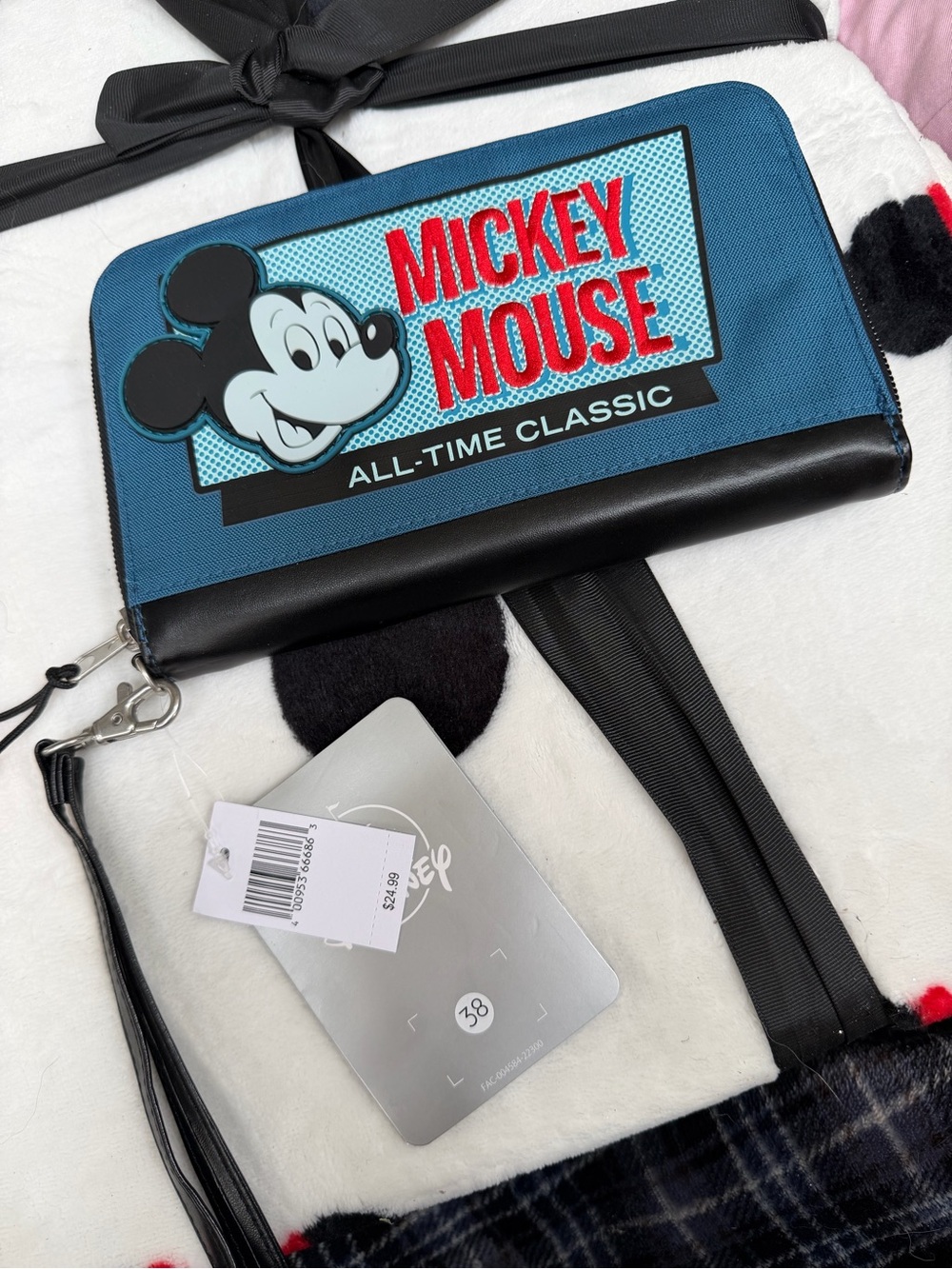 Disney Zip Wristlet Wallet - Teal, Black & Red Accent